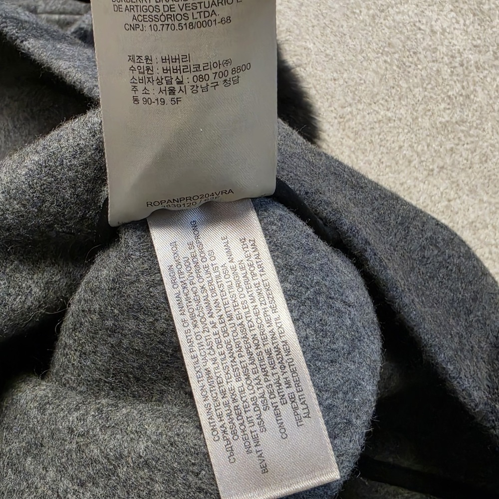 Burberry‎ Brit Gray Plaid Wool Duffle Coat Blue Fox Fur Hood Womens US 10 IT 44 - Picture 13 of 16
